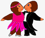 Ballroom Experience Logo two moles dancing tango